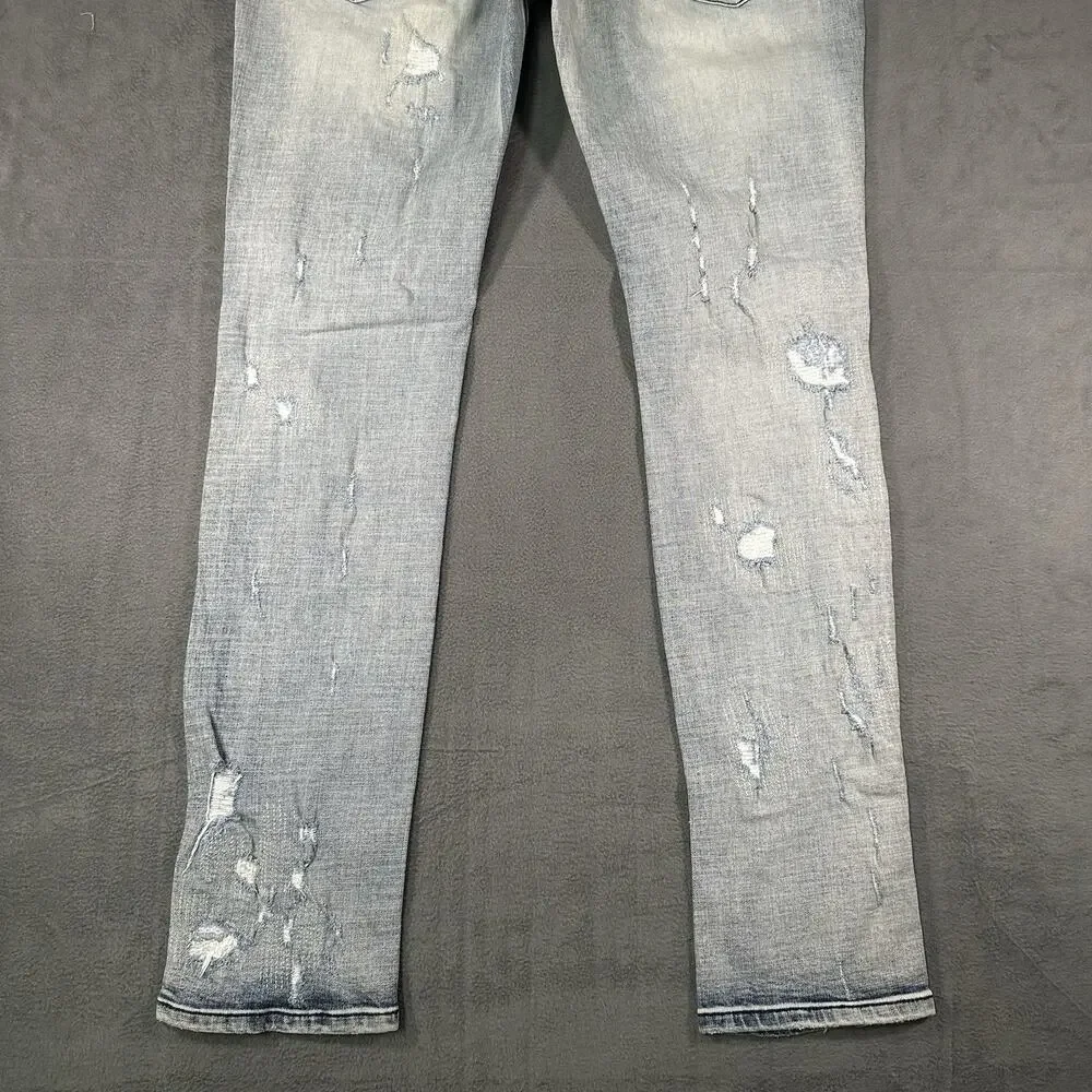 Grindhouse Denim Jeans Light Wash Men’s 38x33 Distressed Slim Fit Streetwear